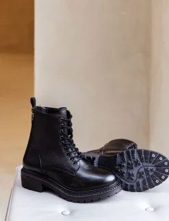 Anfibi tacco 1cm pelle Donna Anfibi