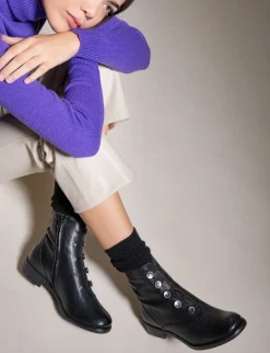 Clearance Anfibi tacco 3cm pelle Donna Anfibi