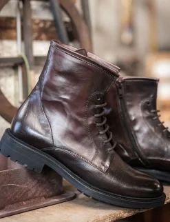 Hot Anfibi tacco 2cm pelle testa Donna Anfibi