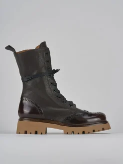 Clearance Anfibi tacco 2cm pelle testa Donna Anfibi