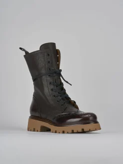 Clearance Anfibi tacco 2cm pelle testa Donna Anfibi