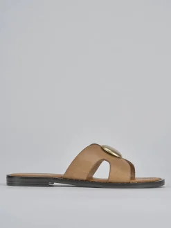 Discount Ciabatta tacco 1 cm pelle Donna Ciabatte