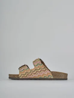 Ciabatta tacco 1 cm tessuto Donna Ciabatte