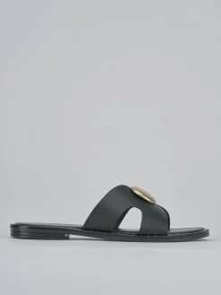 Online Ciabatta tacco 1 cm pelle Donna Ciabatte