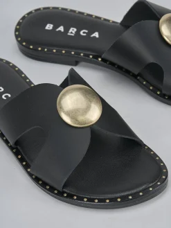 Online Ciabatta tacco 1 cm pelle Donna Ciabatte