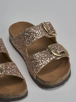 Outlet Ciabatta tacco 1 cm glitter Donna Ciabatte