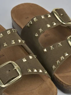 Discount Ciabatta tacco 1 cm camoscio Donna Ciabatte