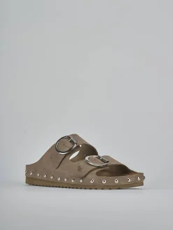 Discount Ciabatte tacco 1cm camoscio Donna Ciabatte