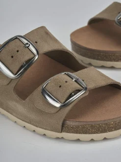 Discount Ciabatte tacco 1cm camoscio Donna Ciabatte