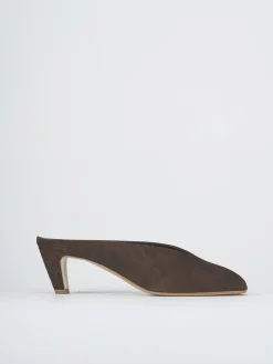 Clearance Ciabatte tacco 5cm camoscio testa Donna Ciabatte