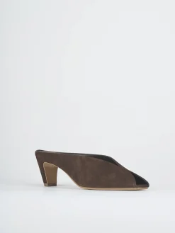 Clearance Ciabatte tacco 5cm camoscio testa Donna Ciabatte