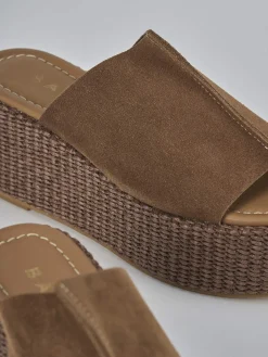 New Ciabatte tacco 7cm camoscio testa Donna Ciabatte