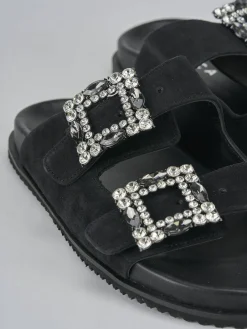 New Ciabatte tacco 1cm camoscio Donna Ciabatte