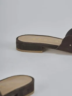 Ciabatte tacco 1cm camoscio testa Donna Ciabatte