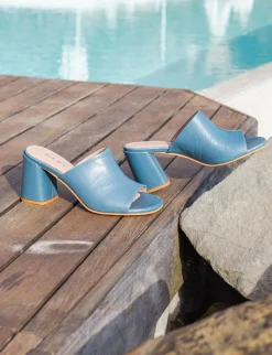 Sale Ciabatte tacco 7cm pelle Donna Ciabatte