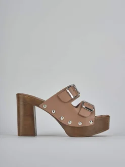 Ciabatte tacco 10cm pelle Donna Ciabatte