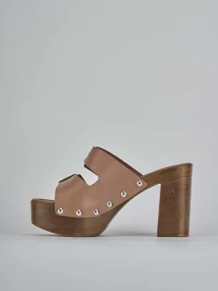 Ciabatte tacco 10cm pelle Donna Ciabatte