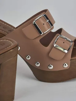 Ciabatte tacco 10cm pelle Donna Ciabatte