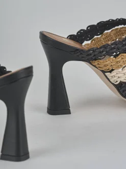 Outlet Ciabatte tacco 9cm pelle Donna Ciabatte