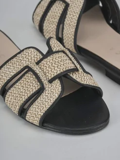 Outlet Ciabatte tacco 1cm pelle Donna Ciabatte