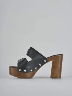 Outlet Ciabatte tacco 10cm pelle Donna Ciabatte