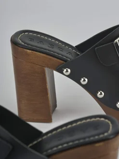 Outlet Ciabatte tacco 10cm pelle Donna Ciabatte