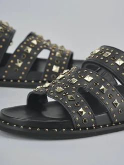 Discount Ciabatte tacco 1cm pelle Donna Ciabatte