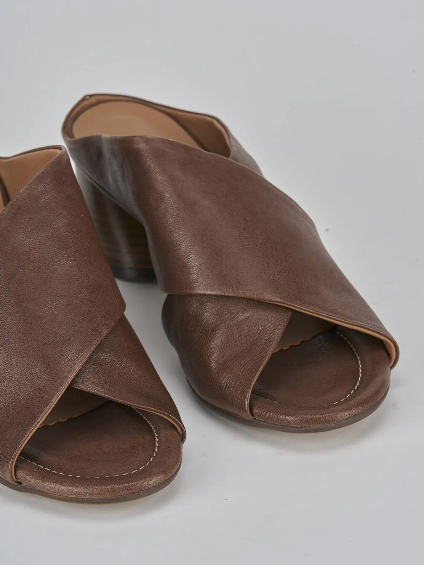 Ciabatte tacco 5cm pelle testa Donna Ciabatte