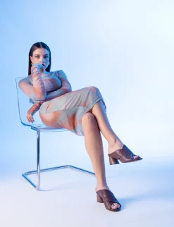 Ciabatte tacco 5cm pelle testa Donna Ciabatte