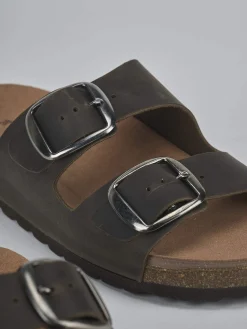 Sale Ciabatte tacco 1cm pelle Donna Ciabatte