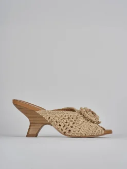 Hot Ciabatte tacco 8cm tessuto Donna Ciabatte