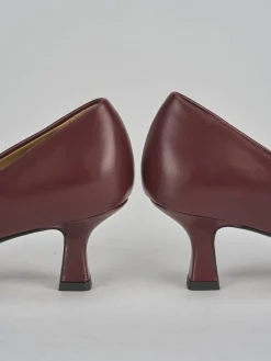 Clearance Décolleté tacco 5cm pelle bordo' Donna Décolleté