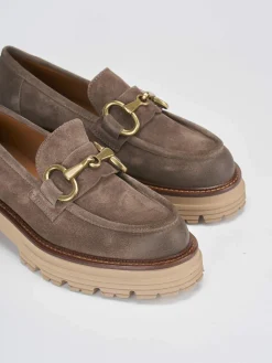 Discount Mocassini tacco 2cm camoscio Donna Mocassini