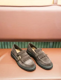 Hot Mocassini tacco 3cm camoscio testa Donna Mocassini