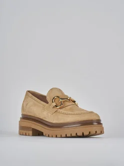 Clearance Mocassini tacco 3cm camoscio Donna Mocassini