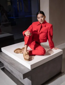 Clearance Mocassini tacco 3cm camoscio Donna Mocassini