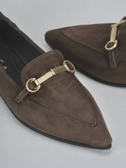 Outlet Mocassini tacco 2cm camoscio testa Donna Mocassini