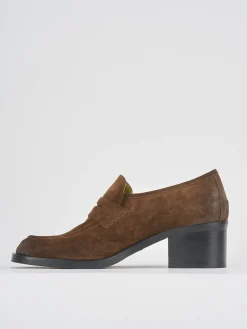 Sale Mocassini tacco 4cm camoscio testa Donna Mocassini