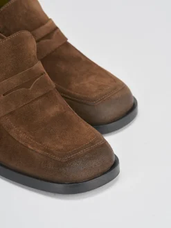 Sale Mocassini tacco 4cm camoscio testa Donna Mocassini