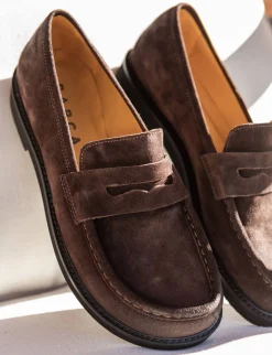 Hot Mocassini tacco 3cm camoscio testa Donna Mocassini