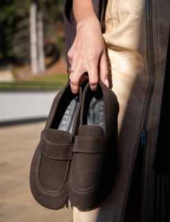 New Mocassini tacco 1cm camoscio testa Donna Mocassini