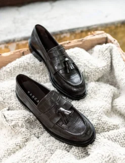 Clearance Mocassini tacco 2cm cocco testa Donna Mocassini