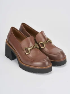 Clearance Mocassini tacco 6cm pelle Donna Mocassini