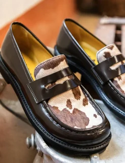 Clearance Mocassini tacco 3cm pelle testa Donna Mocassini