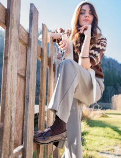 Clearance Mocassini tacco 5cm pelle testa Donna Mocassini