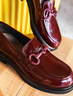 Mocassini tacco 3cm vernice bordo' Donna Mocassini