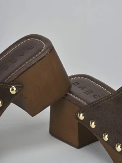 Outlet Sabot tacco 5 cm testa camoscio Donna Sabot