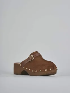 Clearance Sabot tacco 4cm camoscio Donna Sabot