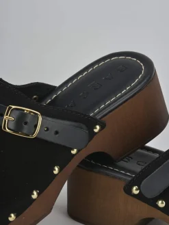 Online Sabot tacco 4cm camoscio Donna Sabot