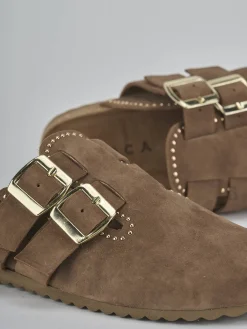 Outlet Sabot tacco 1cm camoscio testa Donna Sabot